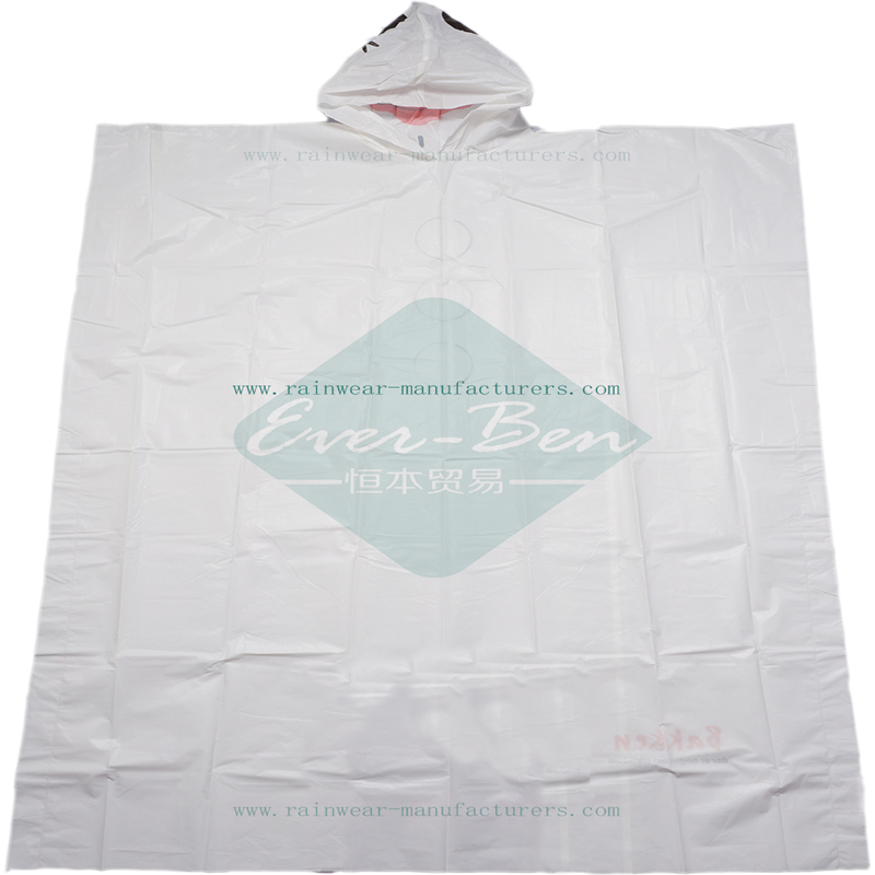 White EVA rain cape with hood supplier